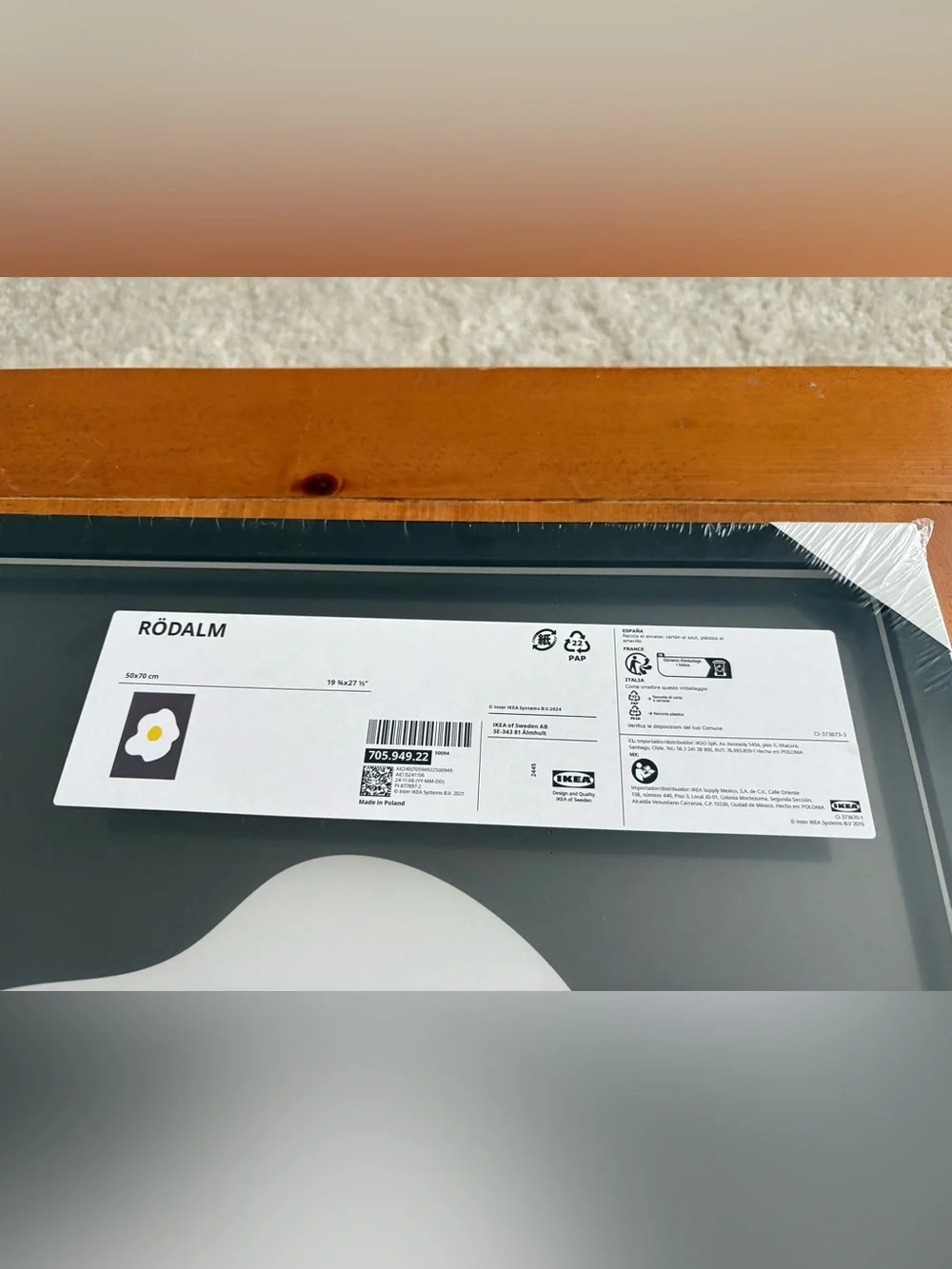 IKEA RODALM Fried Egg Black Framed Print, New